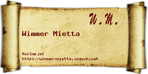 Wimmer Mietta névjegykártya
